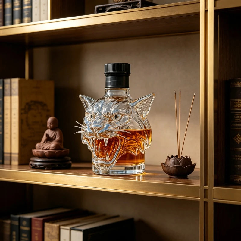 3D Skull Glass Whiskey Decanter Clear Bottle with Cork Stopper for Home Bar Halloween Party Collectible Ornament