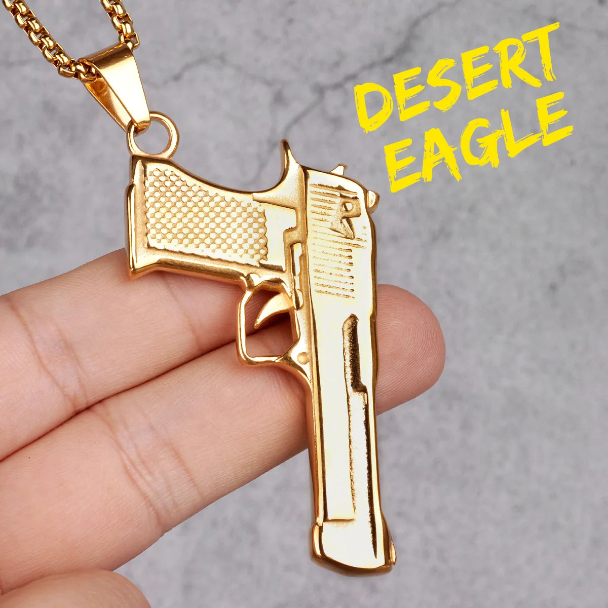 PENDRA Pistol Desert Eagle Steel Necklace