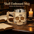 Halloween Spooky Skull Stein Mug 3D Relief Skeleton Pattern Stainless Steel Inner Tank Gothic Pub Bar Whiskey Wine Drink Cup