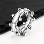 New Mini Metal Ball Bend Ring for Men,Stainless Steel Vintage Finger Rings,Punk Classic Party Jewelry Gifts
