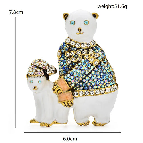 PENDRA Arctic Crown Rhinestone Polar Bear Brooch