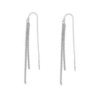 PENDRA Silver Tassel Chain Earrings