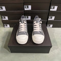 PENDRA Grey Punk Natural Grey Leather Low-Top Thick-Sole Platform Sneakers