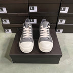 PENDRA Grey Punk Natural Grey Leather Low-Top Thick-Sole Platform Sneakers