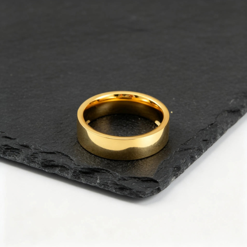 PENDRA Bend Flat Wedding Steel Ring