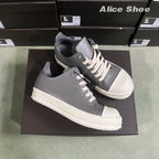 PENDRA Grey Punk Natural Grey Leather Low-Top Thick-Sole Platform Sneakers