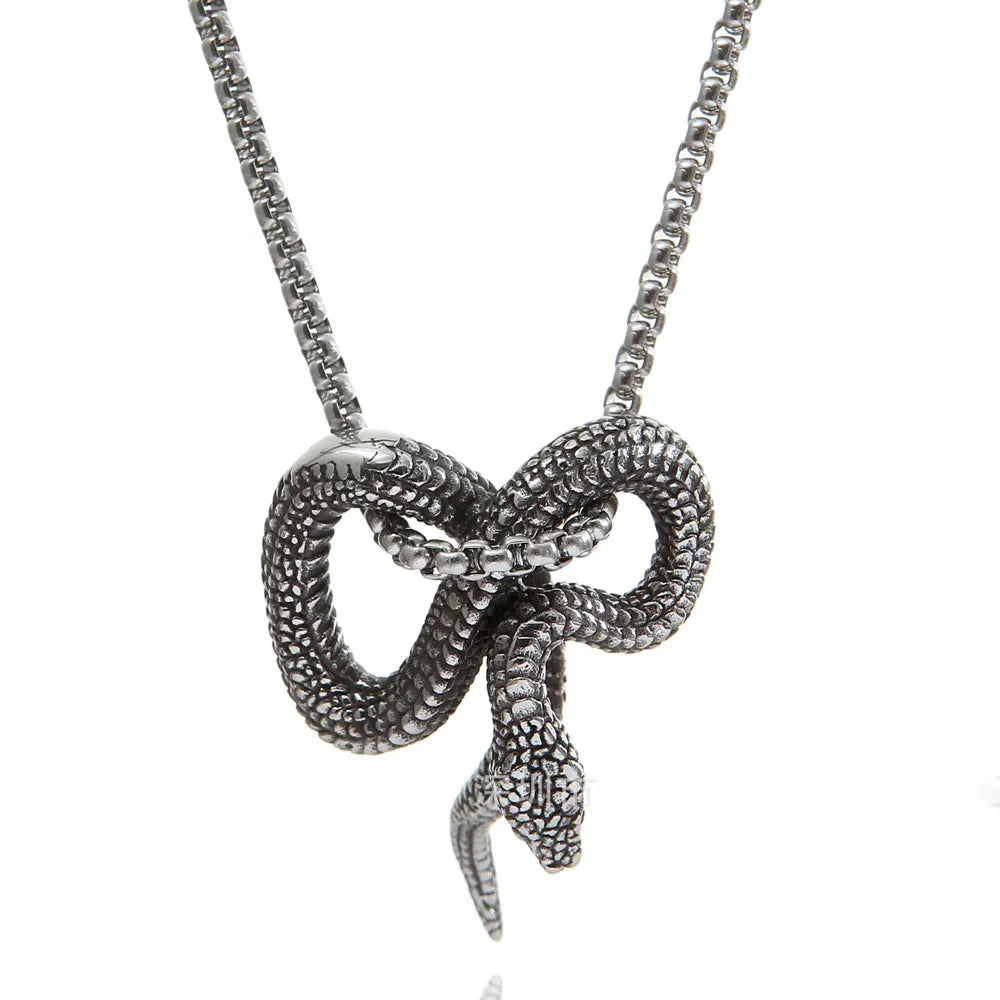 PENDRA Serpentsteel 316L Stainless Steel Snake Pendant