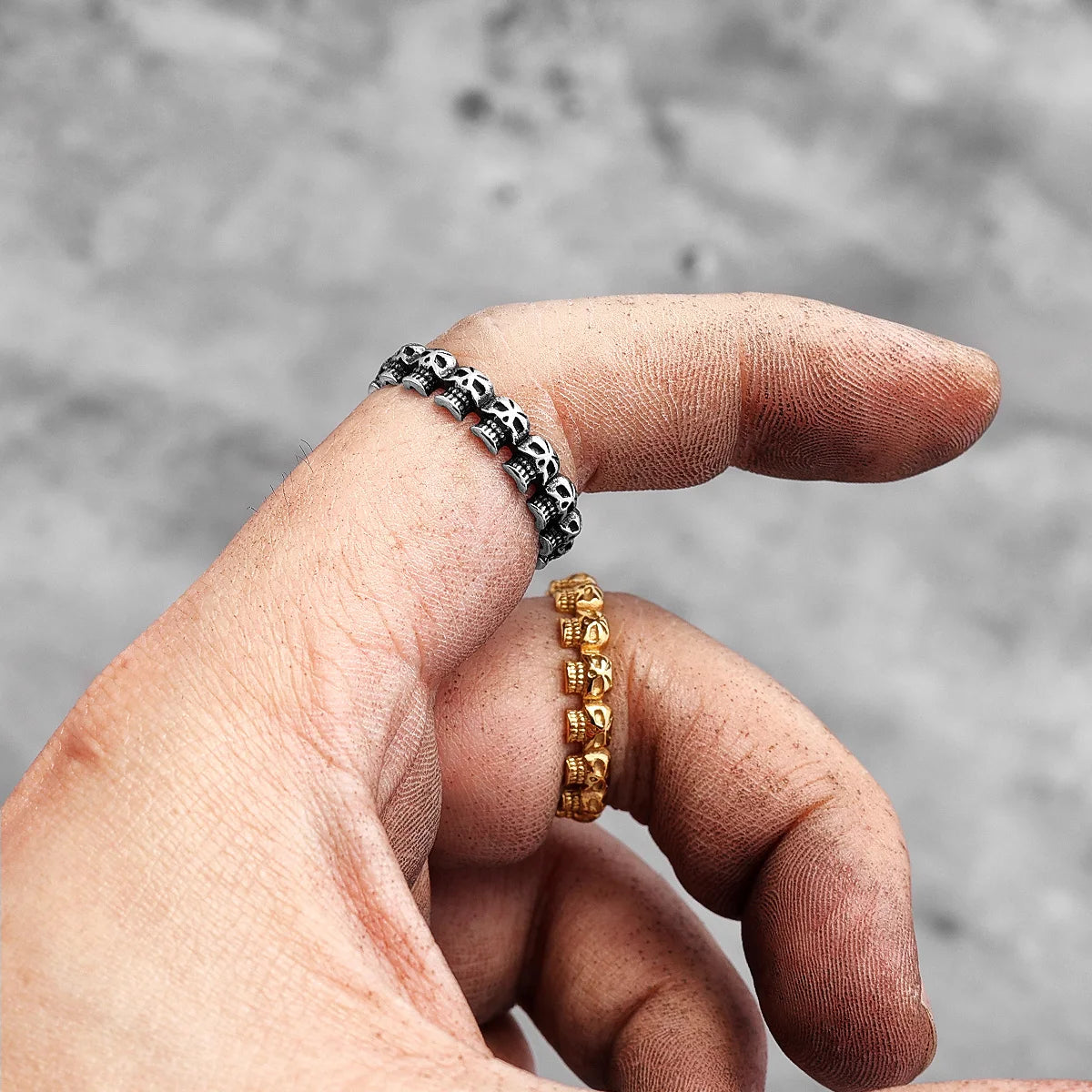 PENDRA Skull Biker Steel Ring