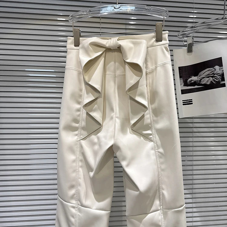 PENDRA Elastic Straight Leg PU Leather Pants