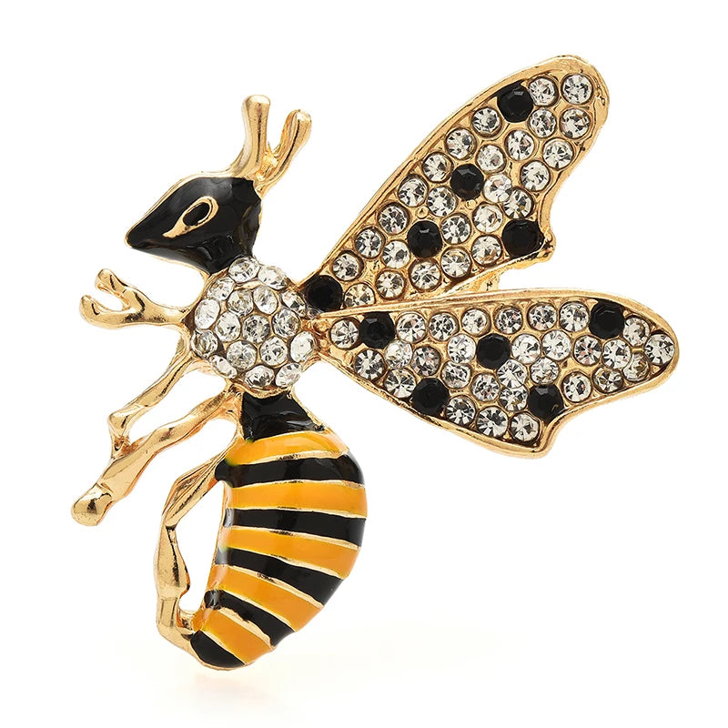 Wuli&baby Cute Bee Brooches For Women Unisex Enamel Rhinestone Beautiful Insects Party Casual Brooch Pins Gifts