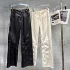 PENDRA Elastic Straight Leg PU Leather Pants