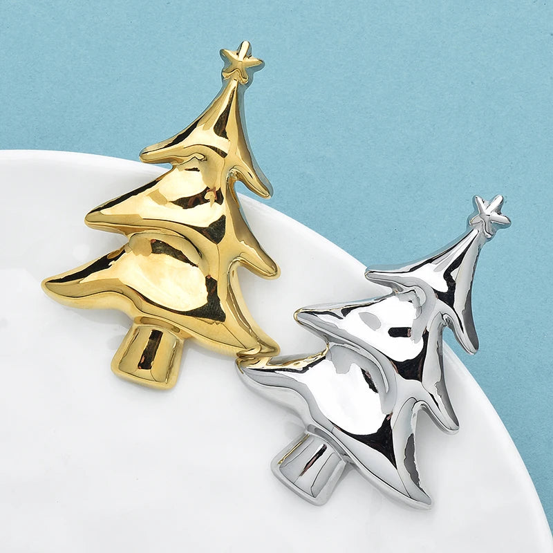 PENDRA Noelina Stainless Steel Classic Christmas Tree Brooch