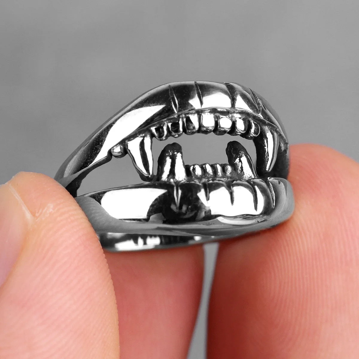 PENDRA Devil Mouth Teeth Steel Ring