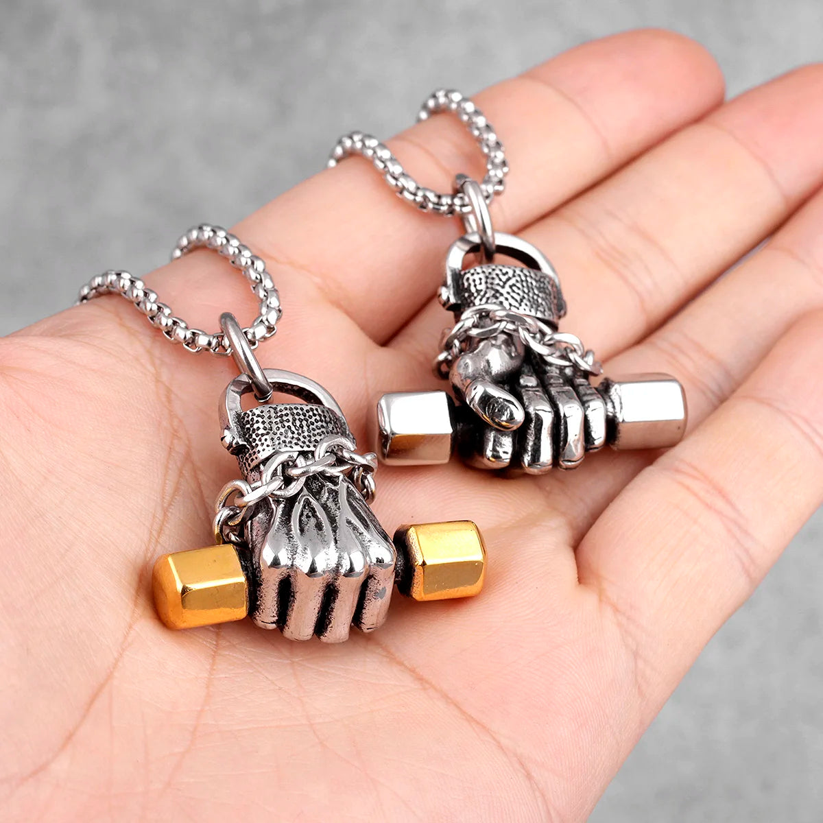 PENDRA Fitness Fist Dumbbell Steel Necklace