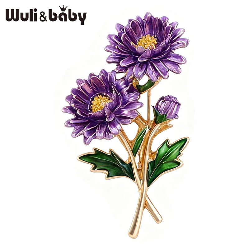 PENDRA Flora September Birthday Enamel Flower Brooch