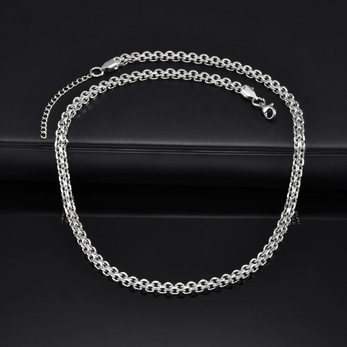 Minimalist Chain Links Necklaces for Men Boys,5MM Stainless Steel Double-Layer Rolo Links Collars,Classic Jewelry Gifts