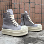 PENDRA Royal Grey Grey Canvas High-Top Zip 6cm Platform Ankle Boots