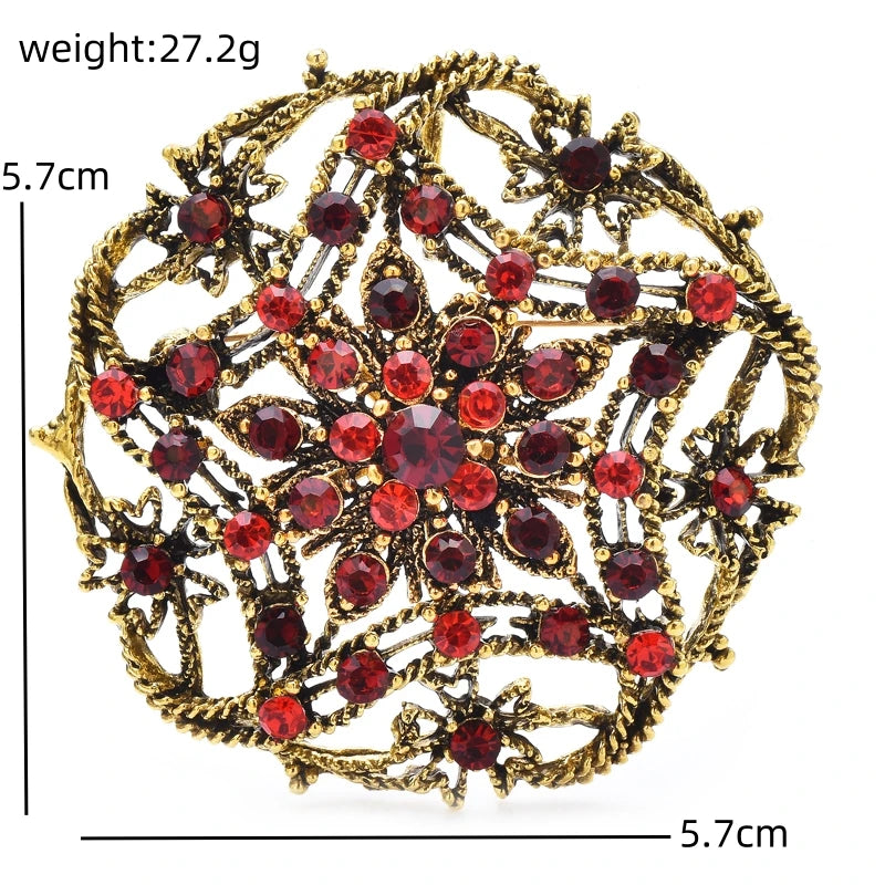 PENDRA Stella Vintage Rhinestone Star-Flower Brooch