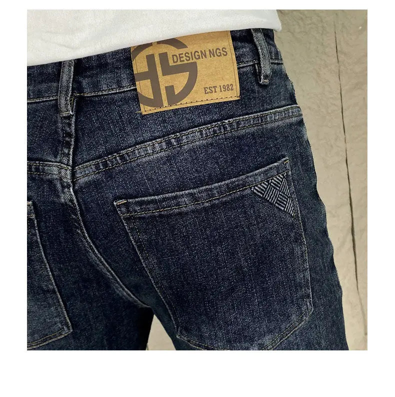 New Harajuku Fashion Trendy Spring Autumn Slim Fit Casual Jeans for Men Vintage Tapered Pencil Pants Stretch Boyfriend Jeans