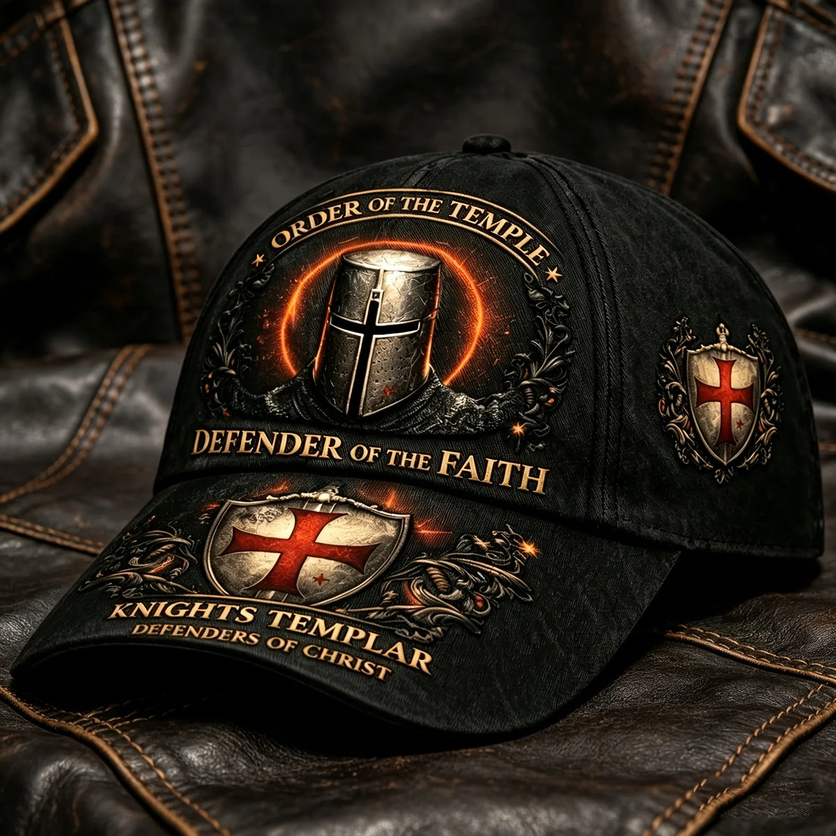 Templar Baseball Cap | Templar Order Faith Guardian Medieval Crusader Shield Emblem Retro Gothic Style | Ideal Gift for Christia