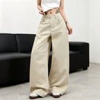 Women's Basic Simple Versatile Solid Color Wide-Leg Jeans, Comfortable And Breathable, Perfect For Street Outings And Travel
