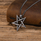 Star of David Necklaces for Men Boys,Waterproof Stainless Steel Five-pointed Star Pendant Collar,Retro Amulet Jewelry Gifts