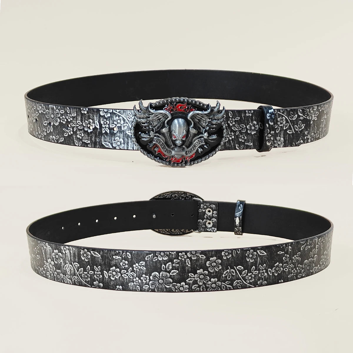 Nostalgic Design New Fashion Belt For Men Women Decoration Paired with Jeans Skirt Versatile Niche Silver Flora Black Belt
