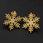Stainless Steel Snowflake Stud Earrings Inlaid Crystal Winter Snow Flake Earrings Christmas Holiday Jewelry Gift for Women Girl