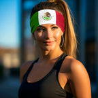 1pc Mexican Flag Sweat Absorbent Headband for Yoga & Running - Unisex Sports Hairband with Vibrant Green, White & Red Stripes an