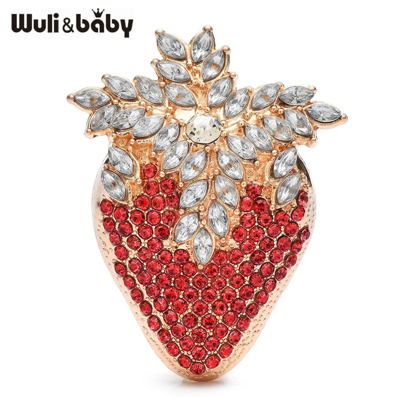 PENDRA Strawberrya Rhinestone Strawberry Brooch