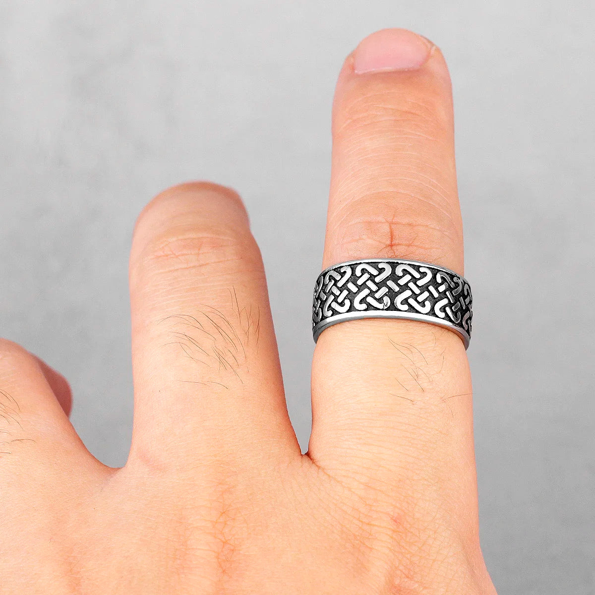 PENDRA Celtic Knot Symbols Steel Ring