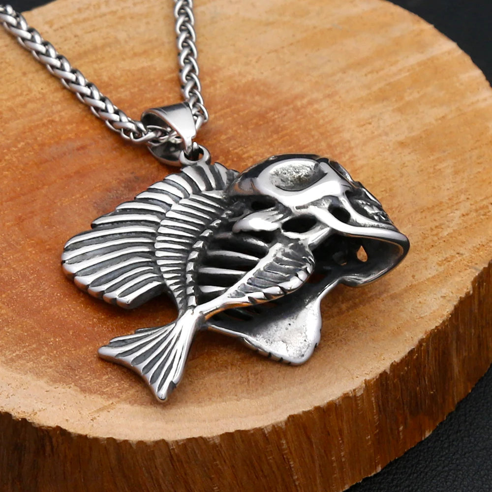 PENDRA Fishbone Skull Pendant