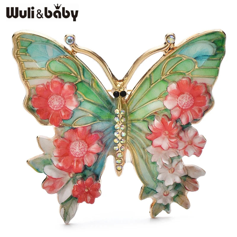 PENDRA Garden Butterfly Flower Brooch