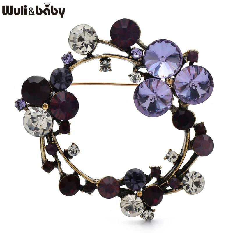 PENDRA Wreathelle 3-Color Crystal Flower Wreath Brooch