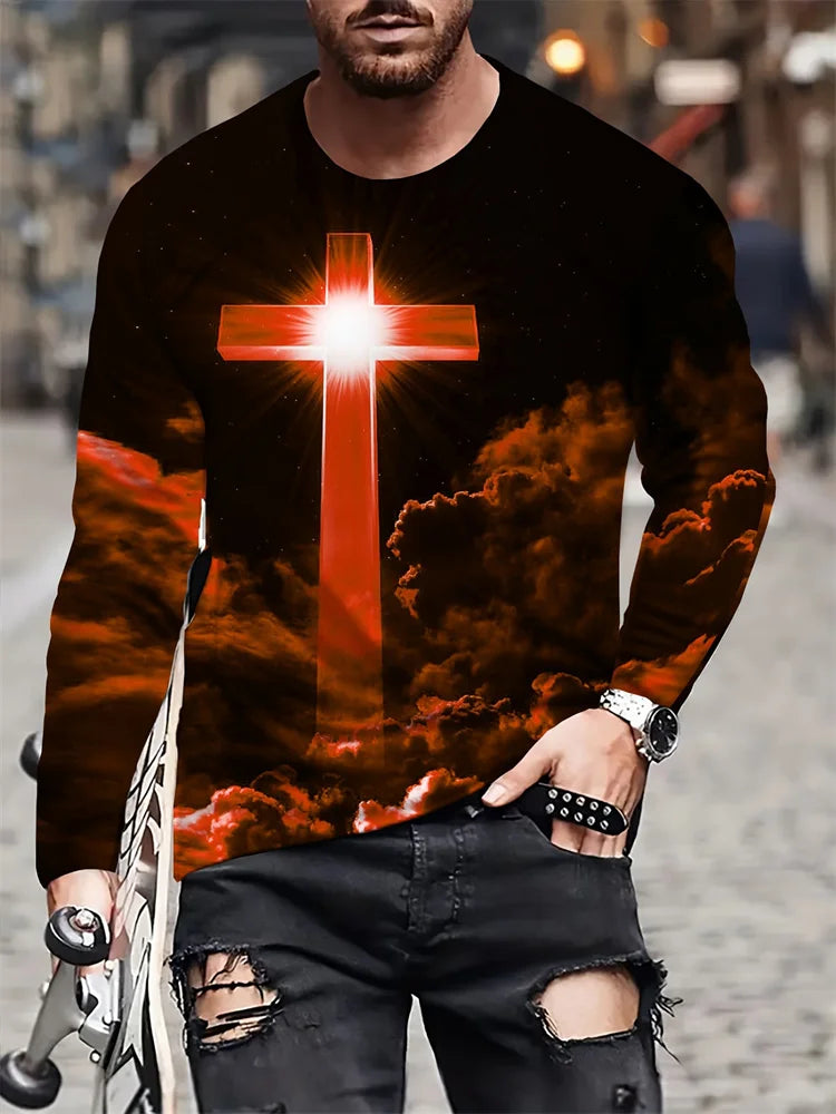 PENDRA Printed Long Sleeve God T-Shirt
