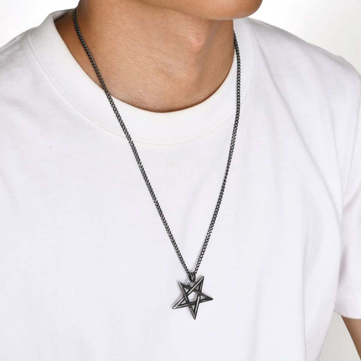 Star of David Necklaces for Men Boys,Waterproof Stainless Steel Five-pointed Star Pendant Collar,Retro Amulet Jewelry Gifts