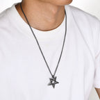 Star of David Necklaces for Men Boys,Waterproof Stainless Steel Five-pointed Star Pendant Collar,Retro Amulet Jewelry Gifts