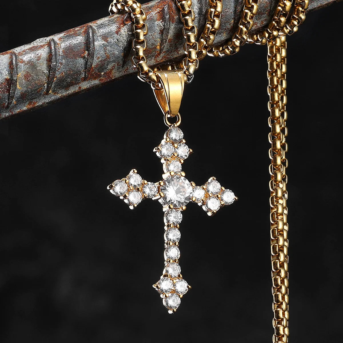Simple Cross Men Necklaces Stainless Steel Pendant Chain Women Fashion Gemstone Jewelry Punk New In Accessories Gifts Wholesale