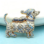 PENDRA Dachs Rhinestone Christmas Dog Brooch