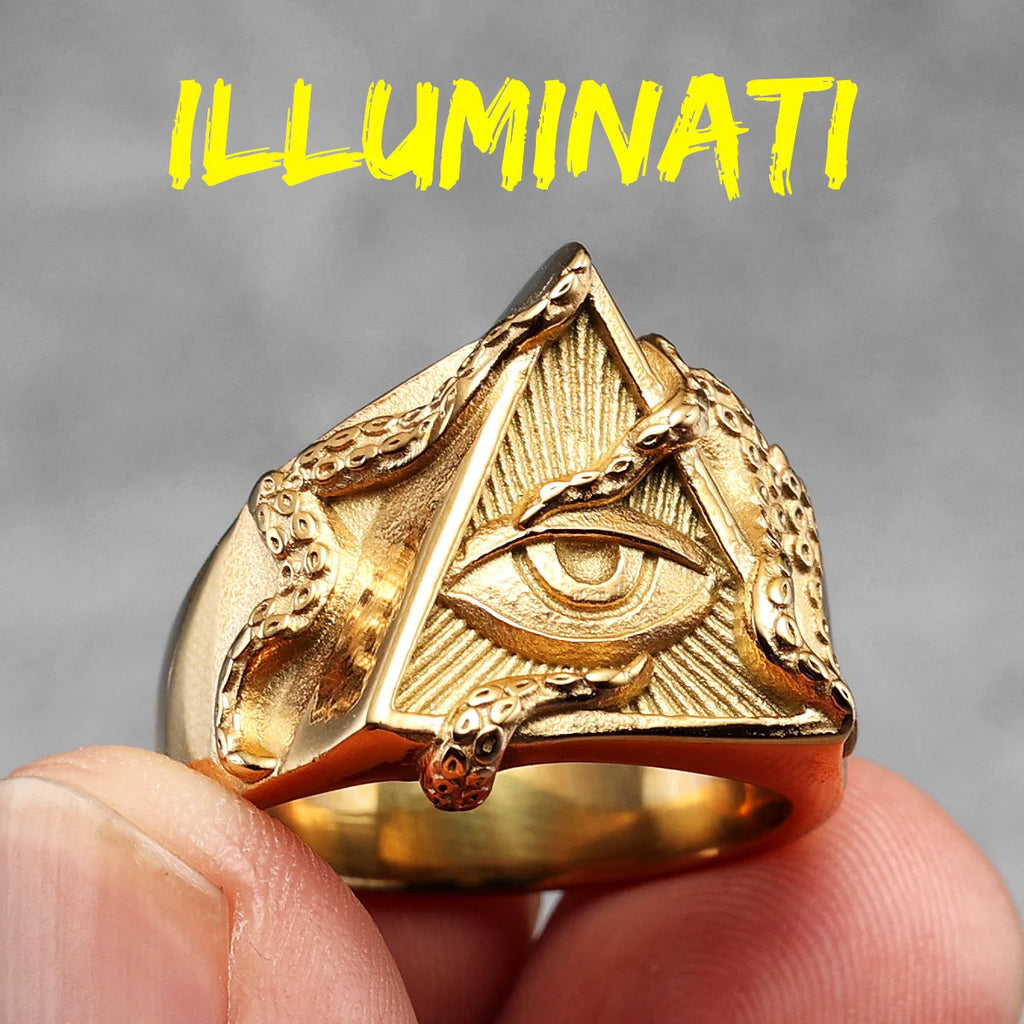 PENDRA Masonic Illuminati Octopus Steel Ring