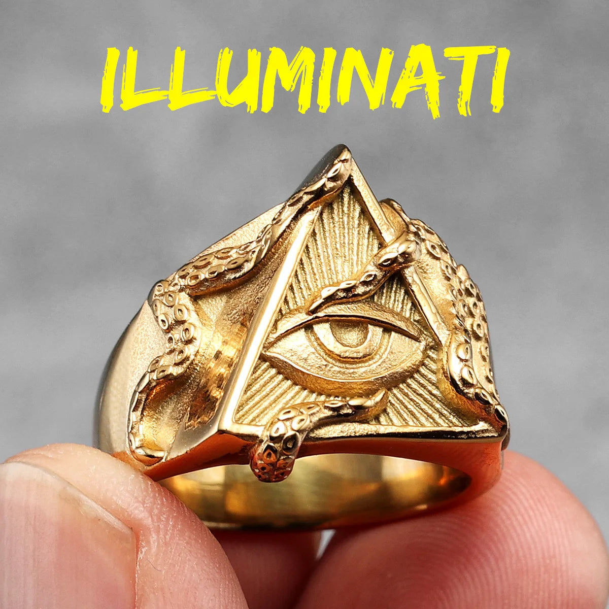 PENDRA Masonic Illuminati Octopus Steel Ring