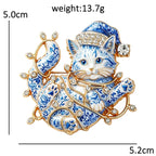 PENDRA Lights Rhinestone Christmas Cat Brooch