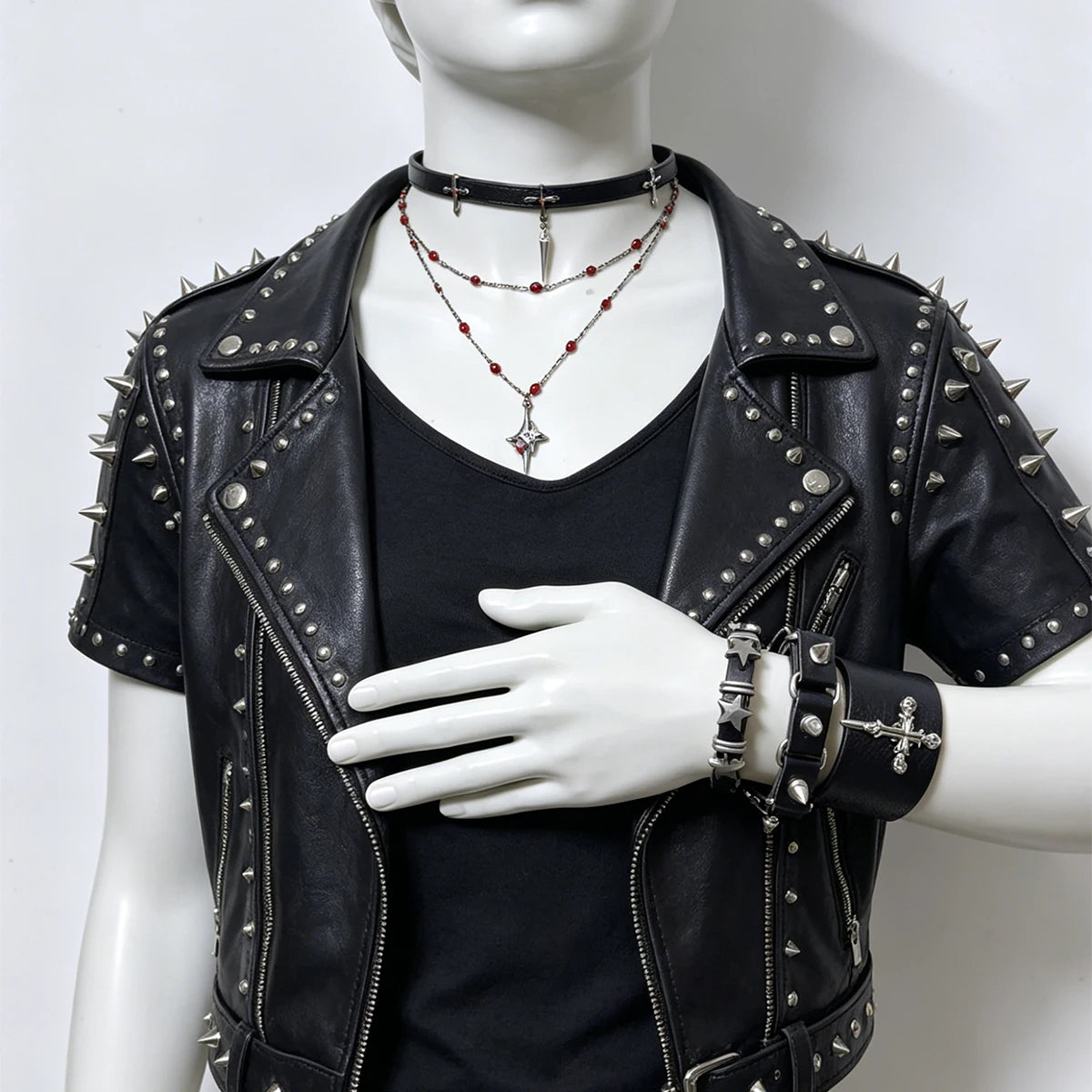 PENDRA Koraine Leather Black Skull Gothic Belt