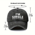 1pc "I'M SINGLE" & "ASK ME for MY NUMBER" Cap - Funny Dating Hat for Singles Parties, Gifts, Unisex Adjustable Baseball Cap