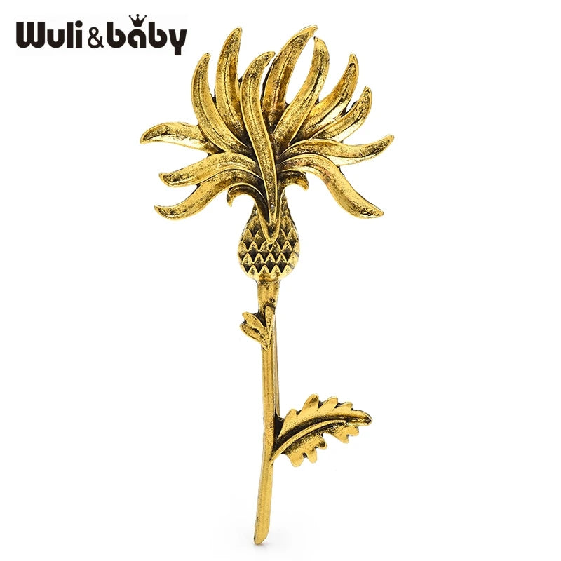 PENDRA Briar Vintage Thistle 2-Color Metal Flower Brooch