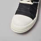 PENDRA Pleated Noir Black Canvas High-Top Zip Thick-Sole Platform Sneakers