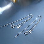 Ventfille 925 Sterling Silver Star Earring for Women Girl Simple Tassels Chain Fashion Office Jewelry Gift Dropshipping