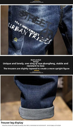 Autumn Korean Jeans Men's 2026 New Slim-fitting Straight Men's Pants Trendy Printed Teenagers Handsome Hip Hop Casual Trousers