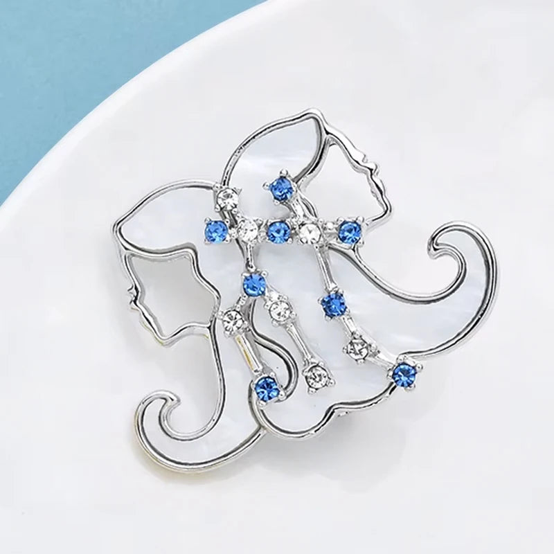 PENDRA Gemini Rhinestone Zodiac Star Brooch