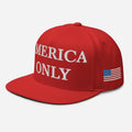 AMERICA ONLY Hat, Patriotic USA Flag Embroidered Adjustable Snapback Cap, America First America Only Hat, Multiple